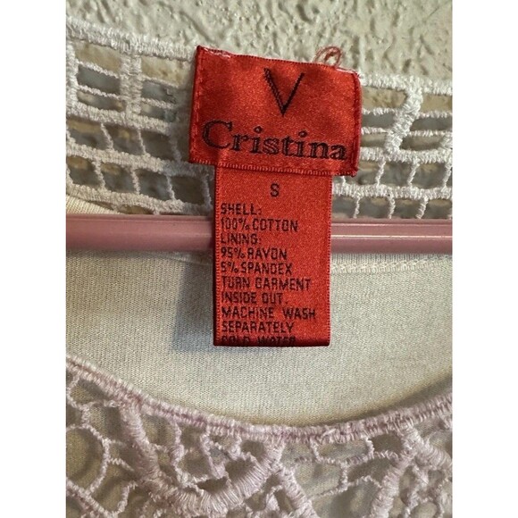 V Cristina Pink Ivory Ombre Crochet Top Small Vacation Boho Chic Sweater Beach - Picture 2 of 9